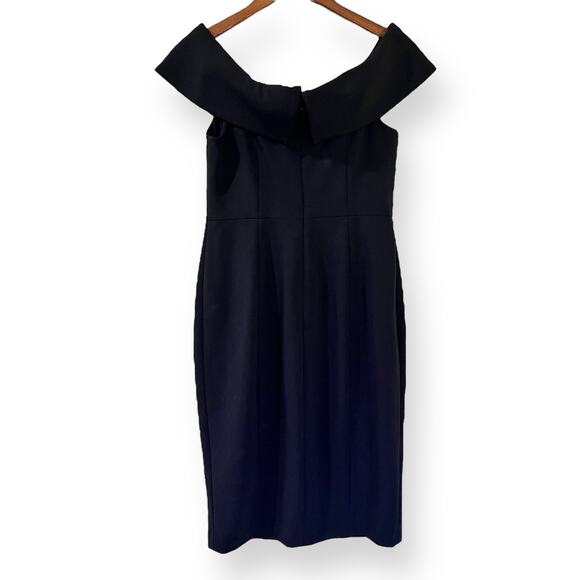 Calvin Klein Sheath Dress Off Shoulder Black Womens Size 6 Zip Back Cocktail - Picture 6 of 8